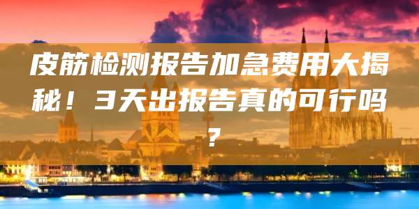 皮筋检测报告加急费用大揭秘!3天出报告真的可行吗?